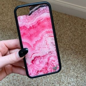 pink marble wildflower phone case